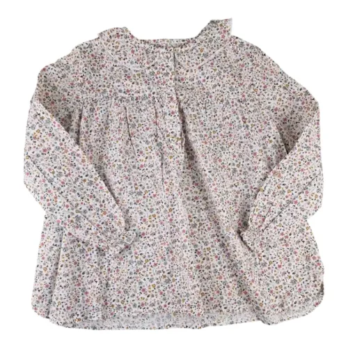 Blouse Crème fleurie à Col Mi Canesu 5 ans