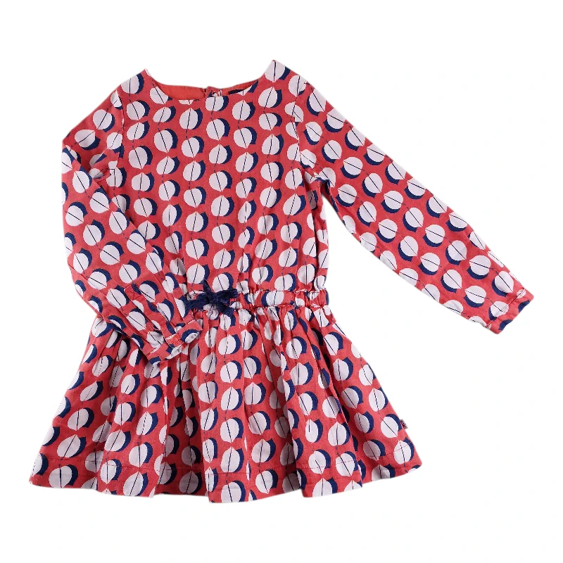 Robe Rouge Motif feuille Okaidi 4 ans