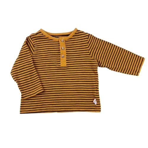 T-shirt Kiabi 6 mois – Marinière moutarde et noire