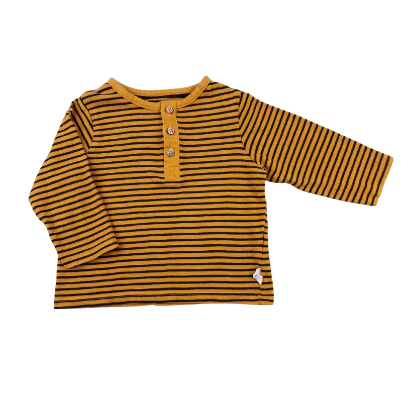 T-shirt Kiabi 6 mois – Marinière moutarde et noire