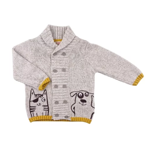 Veste DPAM 6 mois – Beige chiné et moutarde