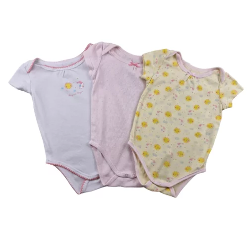 Lot de 3 bodys Sergent Major 9 mois – Rose et jaune