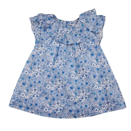 Robe Jacadi 6 mois – Blanche motif Liberty bleu