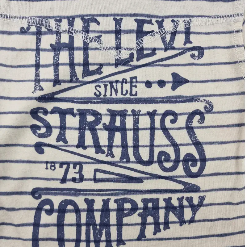 T-shirt Levi’s 12 mois – Rayé bleu et blanc – Image 2