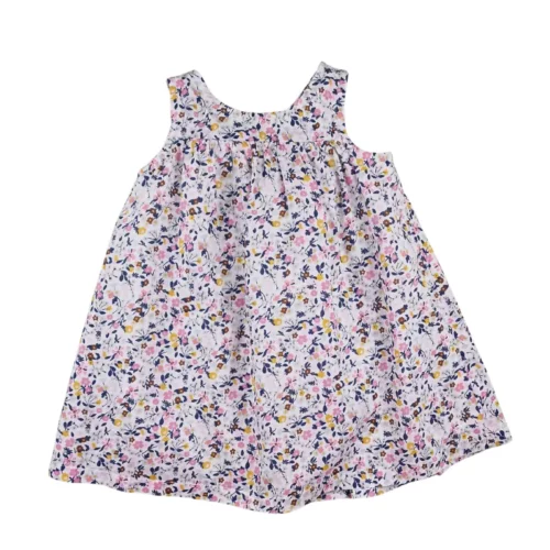 Robe Boutchou 6 mois – Blanche motif fleuri