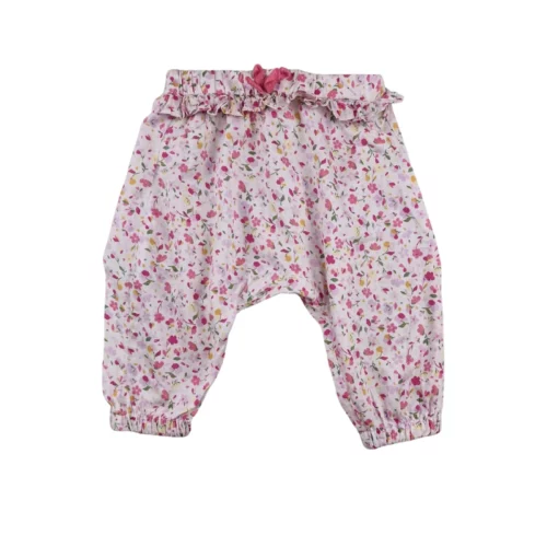 Pantalon TAO 12 mois – Blanc motif fleuri rose
