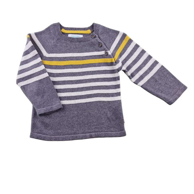 Pull Obaïbi 12 mois – Gris rayé