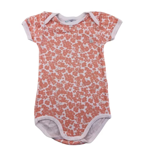Body Petit Bateau 24 mois – Blanc à fleurs corail