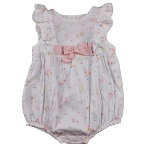 Barboteuse Sergent Major 6 mois – Blanche motif fleuri