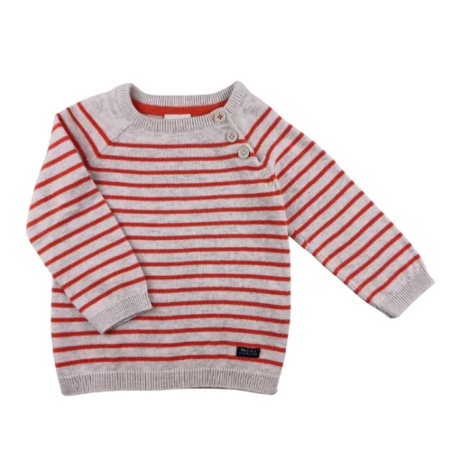 Pull TAO 12 mois – Rayé écru et orange