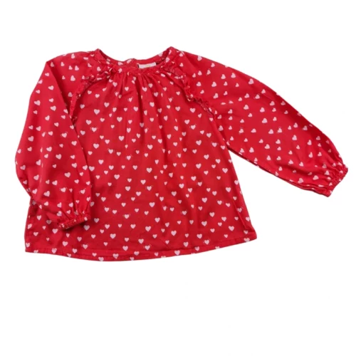 Blouse TAO 36 mois – Rouge motif cœursA