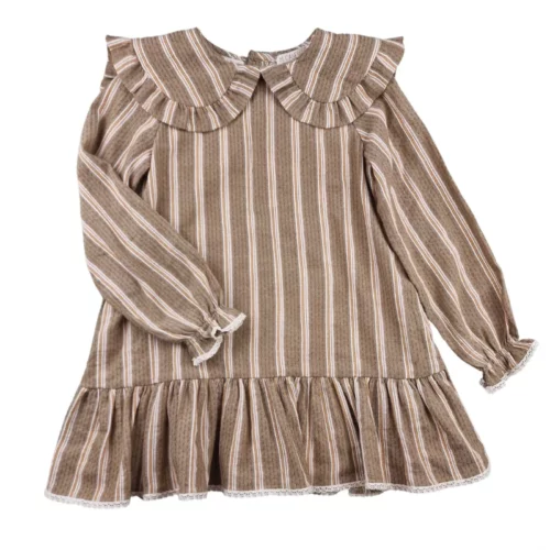 Robe Mi Canesú 36 mois – Rayée, marron