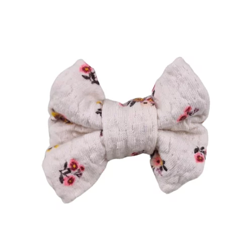 Barrette upcyclée – Nœud fleuri écru Zara