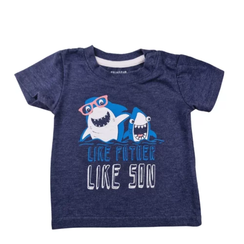 T-shirt Primark 3/6 mois – Bleu imprimé requins