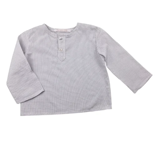 Chemise By Mamie Lily 3/4 ans – Blanc tissage quadrillé fin