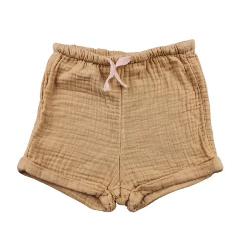 Short H&M 6/9 mois – Jaune moutarde gaze de coton