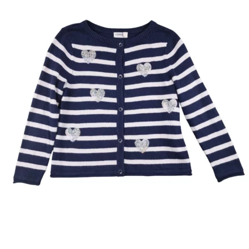 Gilet Orchestra 4 ans – Bleu rayé à cœurs