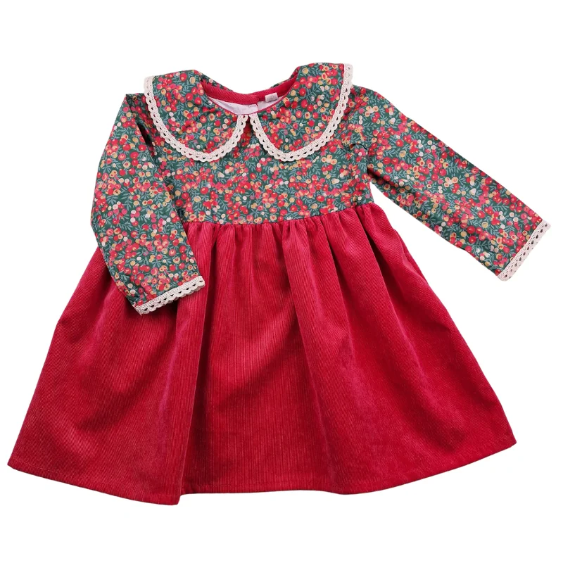 Robe Mini Fée 24 mois – Liberty et velours rouge