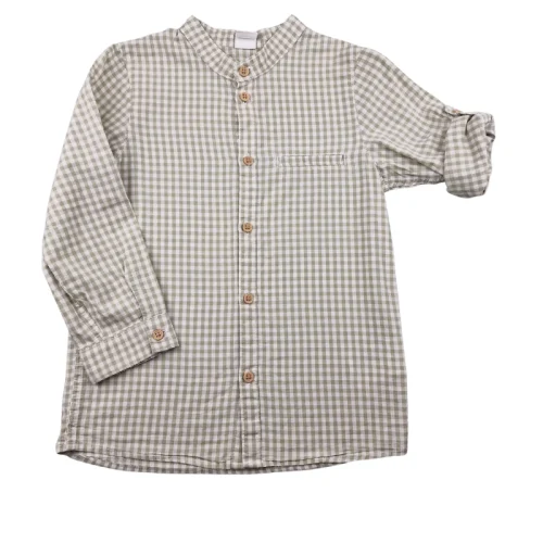 Chemise H&M 3/4 ans – Vichy vert et crème manches longues
