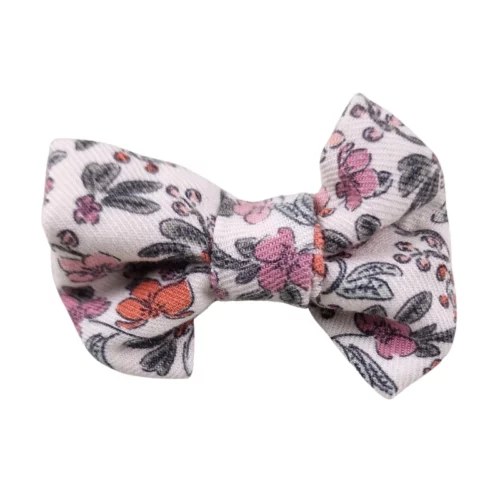 Barrette upcyclée – Nœud fleuri écru