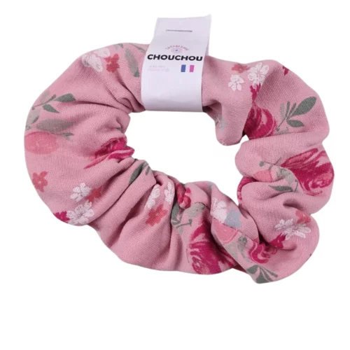 Chouchou upcyclé – Tissu fleuri rose Petit Bateau