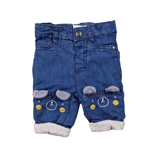 Pantalon Orchestra 1 mois – Jean bleu brodé ourson
