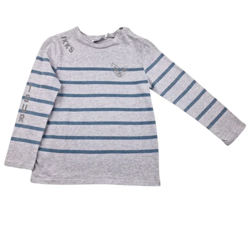 T-shirt IKKS 3 ans – Gris chiné rayures