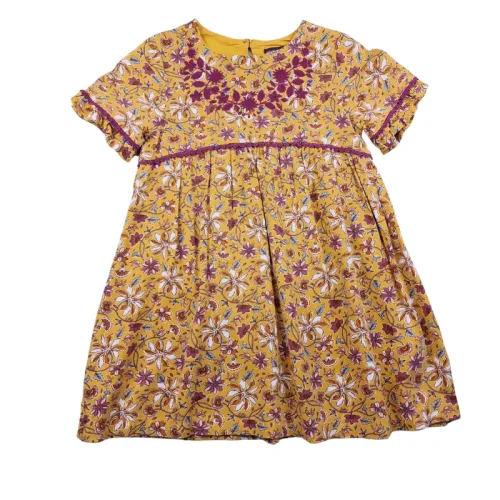 Robe Sergent Major 4 ans – Jaune imprimé fleuri