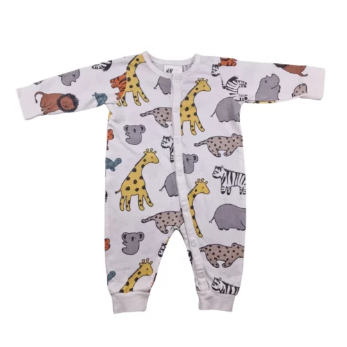 Pyjama H&M 1/2 mois – Blanc imprimé animaux