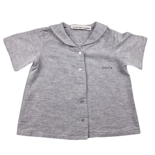 Chemise artisanale "Grand ♥" 3/4 ans – Gris chiné fait main