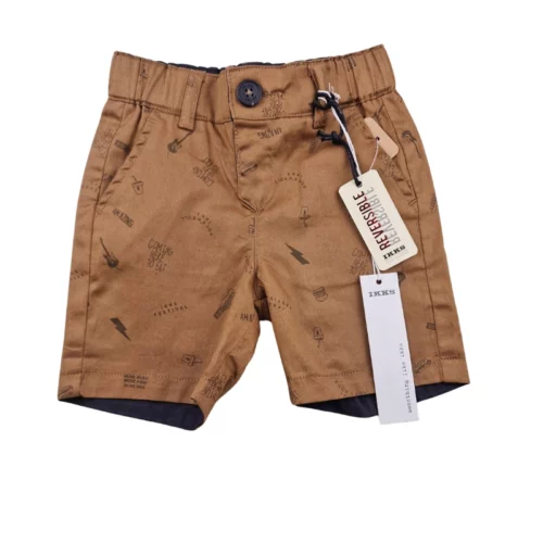 Short IKKS 6 mois – Réversible camel et gris foncé