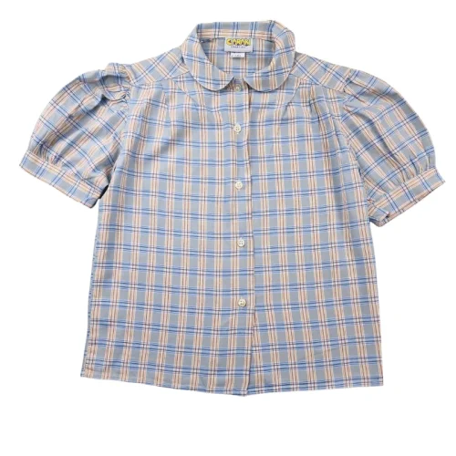 Blouse vintage Carabi 6 ans – Carreaux bleu pastel