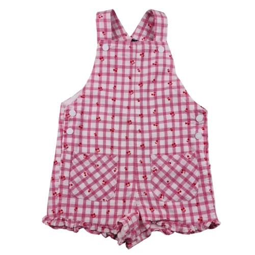 Salopette short Sergent Major 24 mois – Vichy rose cerises rouges