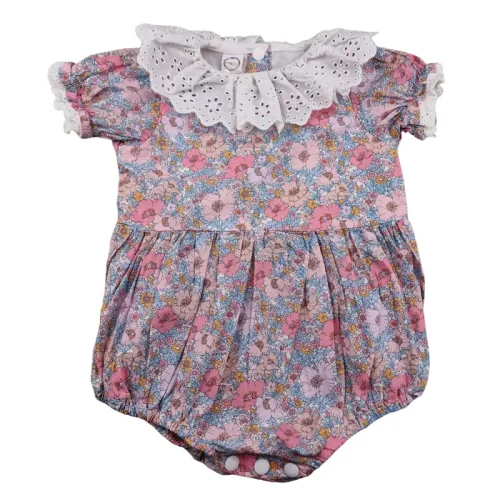 Barboteuse Jolie Lou 24 mois – Imprimé fleuri col broderie anglaise