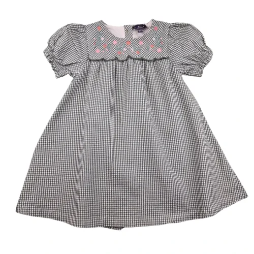 Robe Sergent Major 24 mois – Vichy vert broderies florales