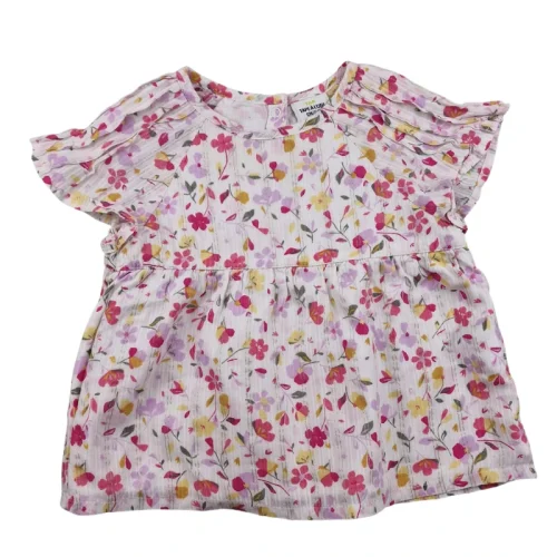 Blouse TAO 12 mois – Blanche à fleurs multicolores