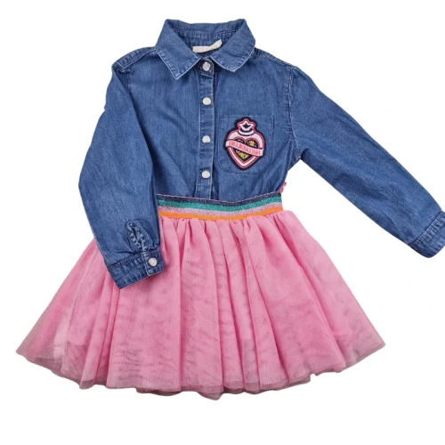 Robe Billieblush 2 ans – Denim manches longues et tulle rose