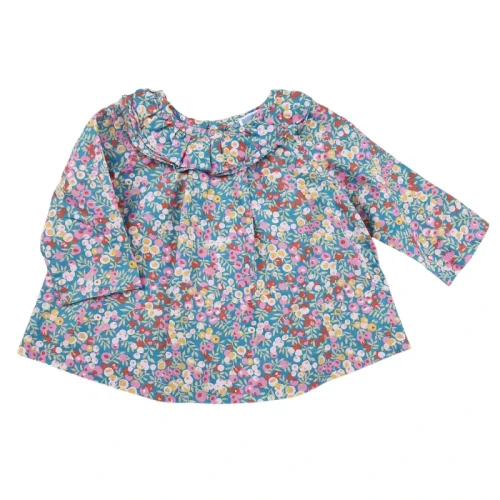 Blouse Jacadi 3 mois – Liberty bleu à fleurs