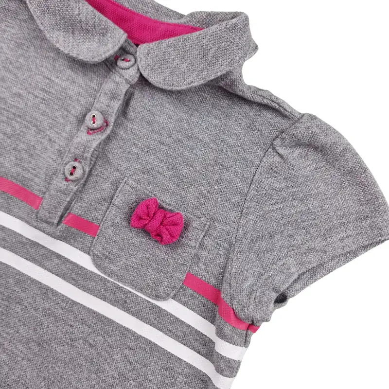 Polo Vertbaudet 4 ans – Gris chiné rose – Image 2