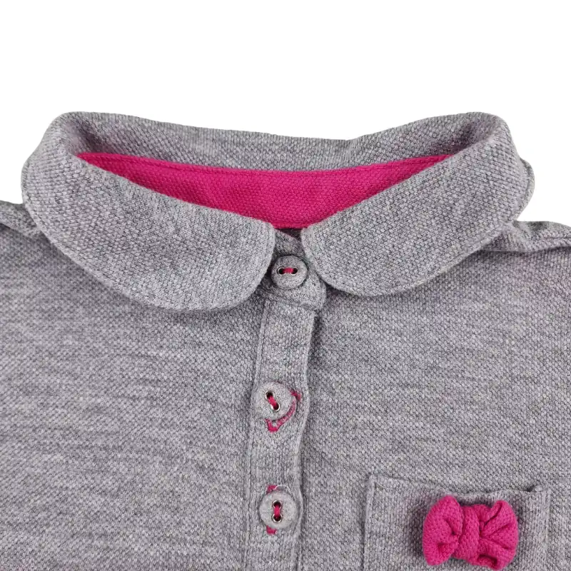 Polo Vertbaudet 4 ans – Gris chiné rose – Image 3