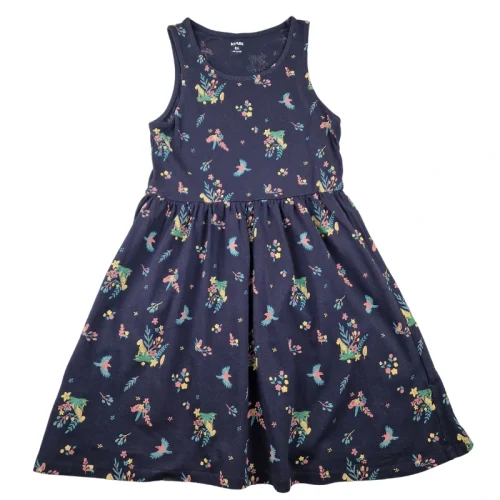 Robe Kiabi 8 ans – Bleu marine imprimé oiseaux