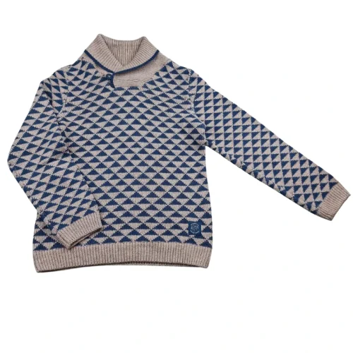 Pull Sergent Major 8 ans – Beige chiné et bleu