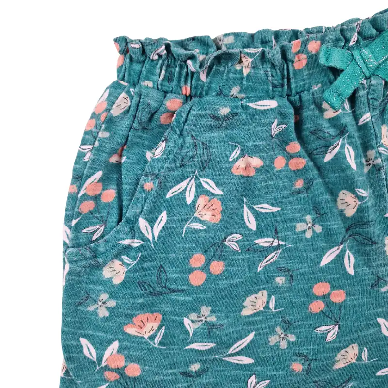 Short Tape à l’Œil 5 ans – Vert imprimé fleuri – Image 2