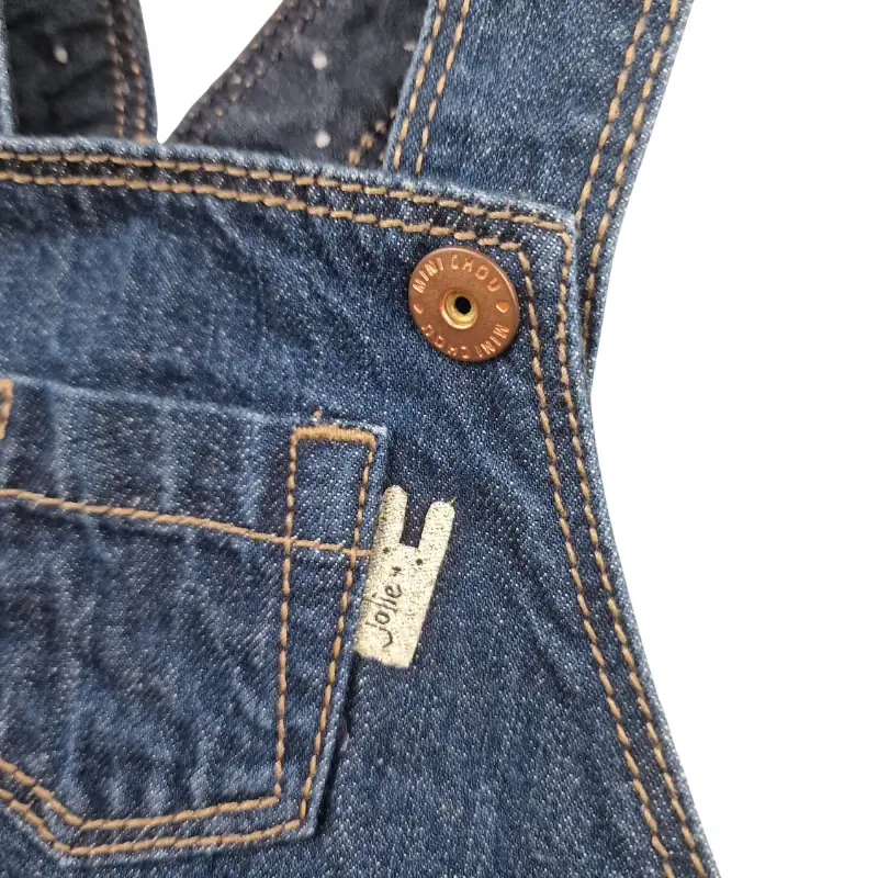Salopette short Kiabi 6 mois – Jean bleu – Image 2