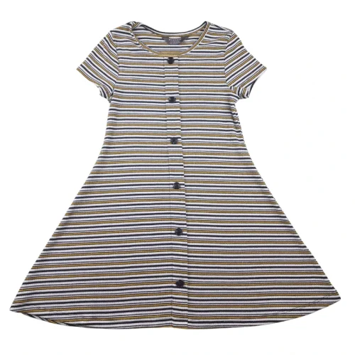 Robe Primark 6/7 ans – Rayée noir et moutarde