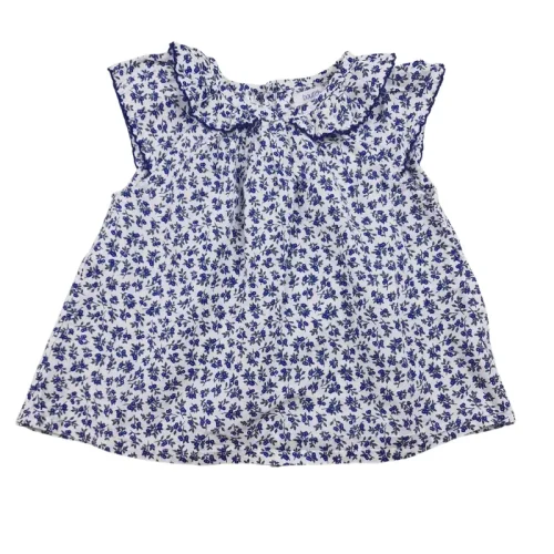 Blouse Bout’chou 6 mois – Fleurie bleue