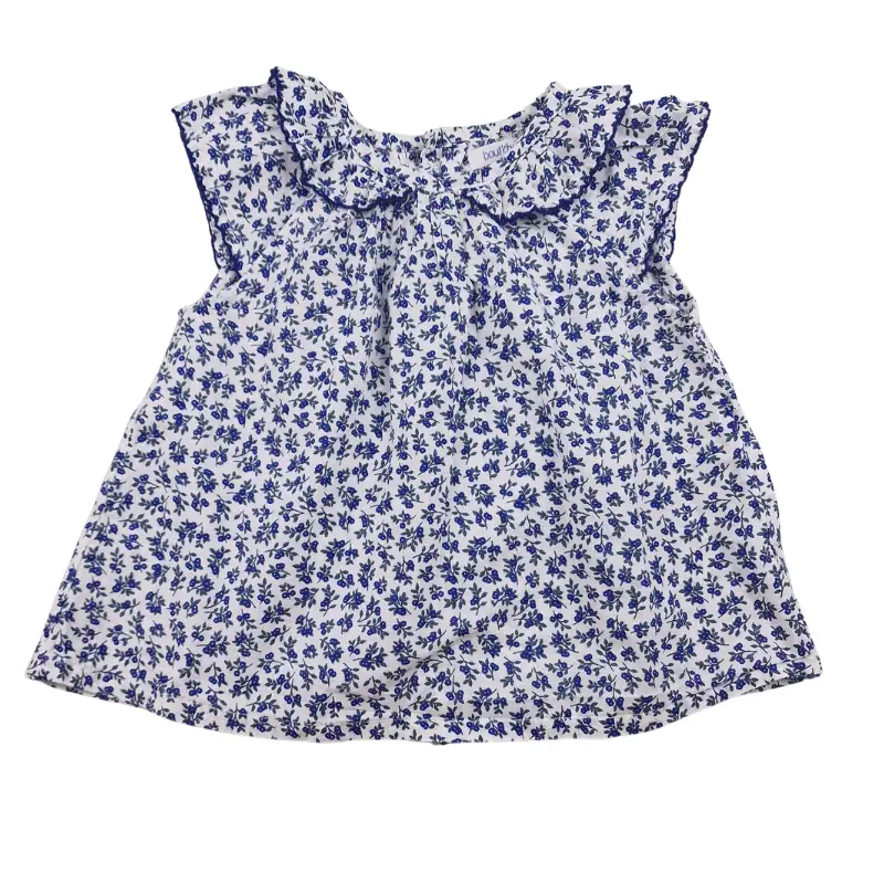 Blouse Bout’chou 6 mois – Fleurie bleue