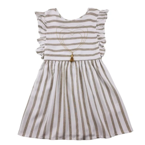 Robe Lili Marelle 6 ans – Blanche rayée beige