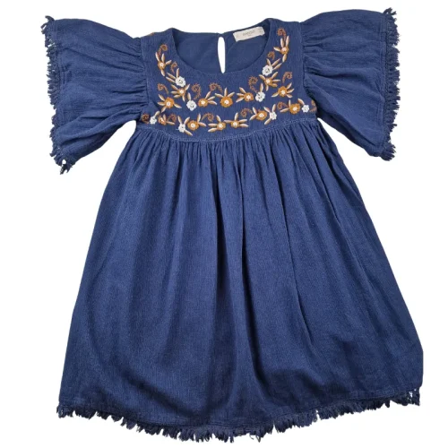 Robe Mango 5/6 ans – Bleu marine brodée