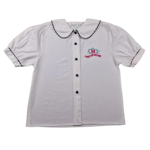 Blouse Vintage Decade 8 ans – Blanche brodée fruits